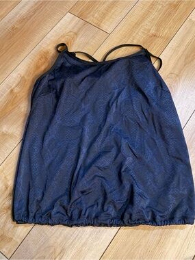 Athleta Navy Blue Snake-Print Tankini Top